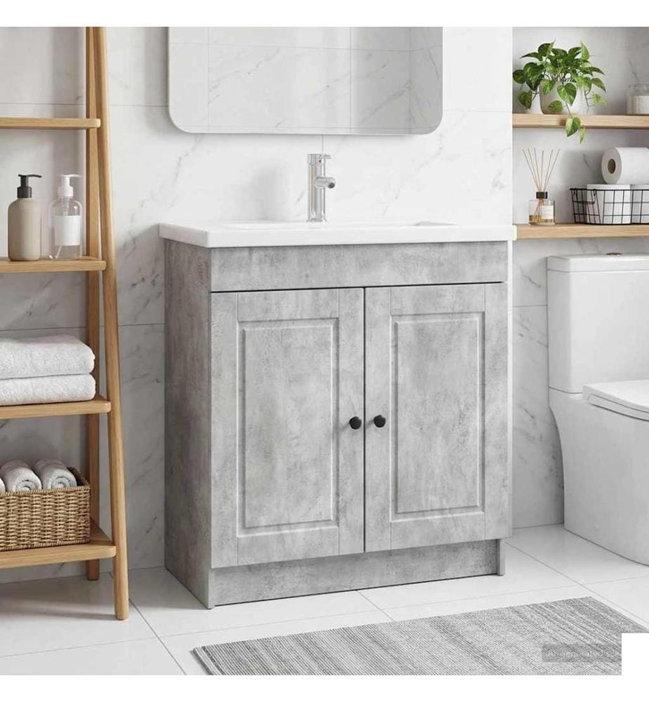 Armoire sous évier de salle de bain Gris béton