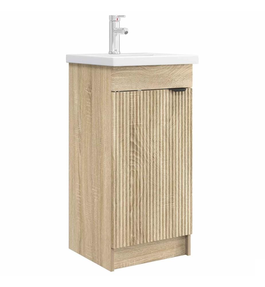 Meuble de salle de bain avec évier Chêne Sonoma