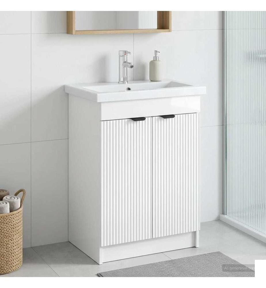 Armoire sous évier de salle de bain Blanc brillant