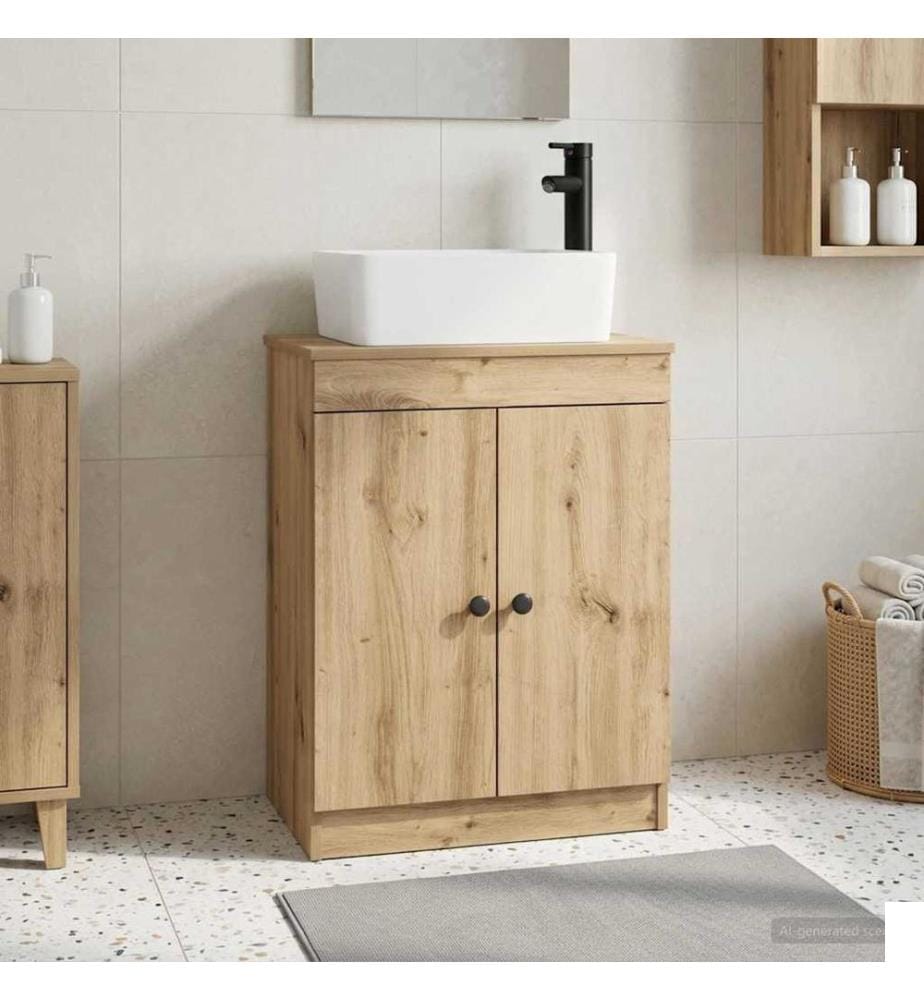Meuble de salle de bain avec évier Chêne artisanal