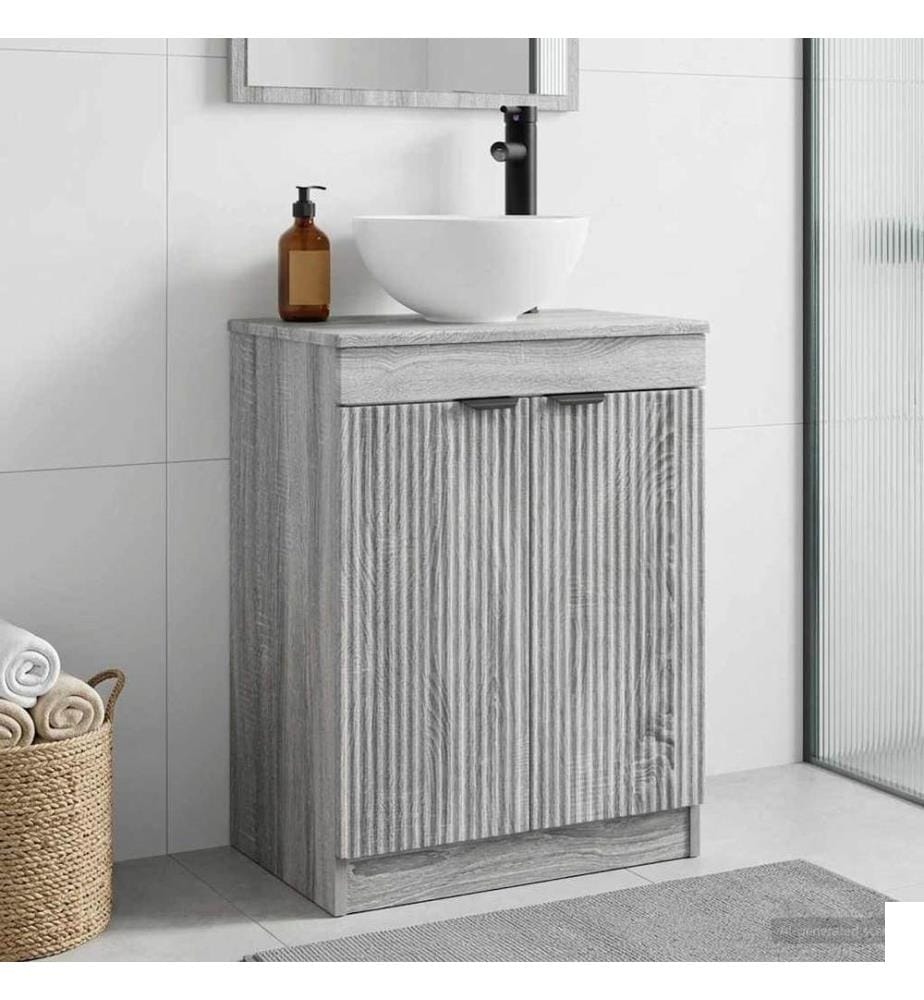 Meuble de salle de bain avec évier Sonoma gris 54 x 35 x 83 cm