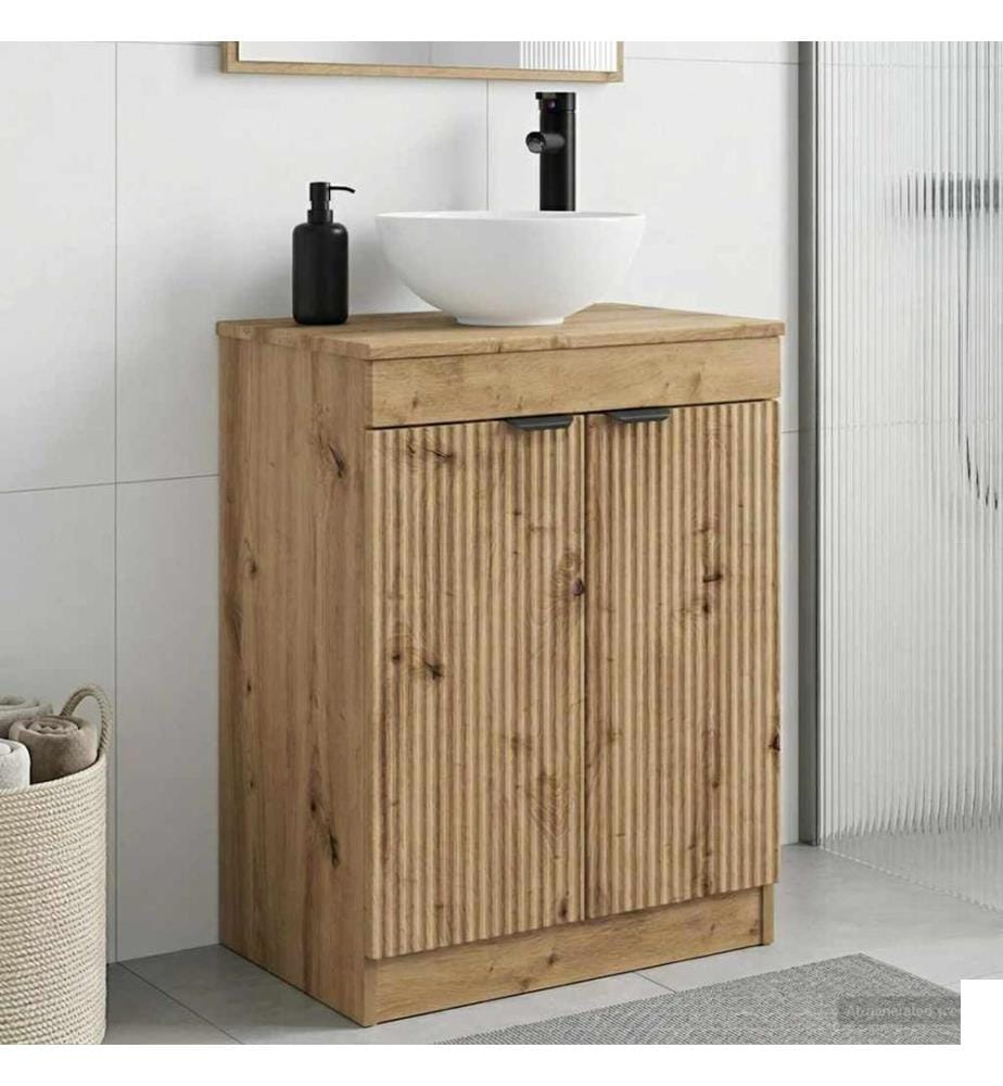 Meuble de salle de bain avec évier Chêne artisanal