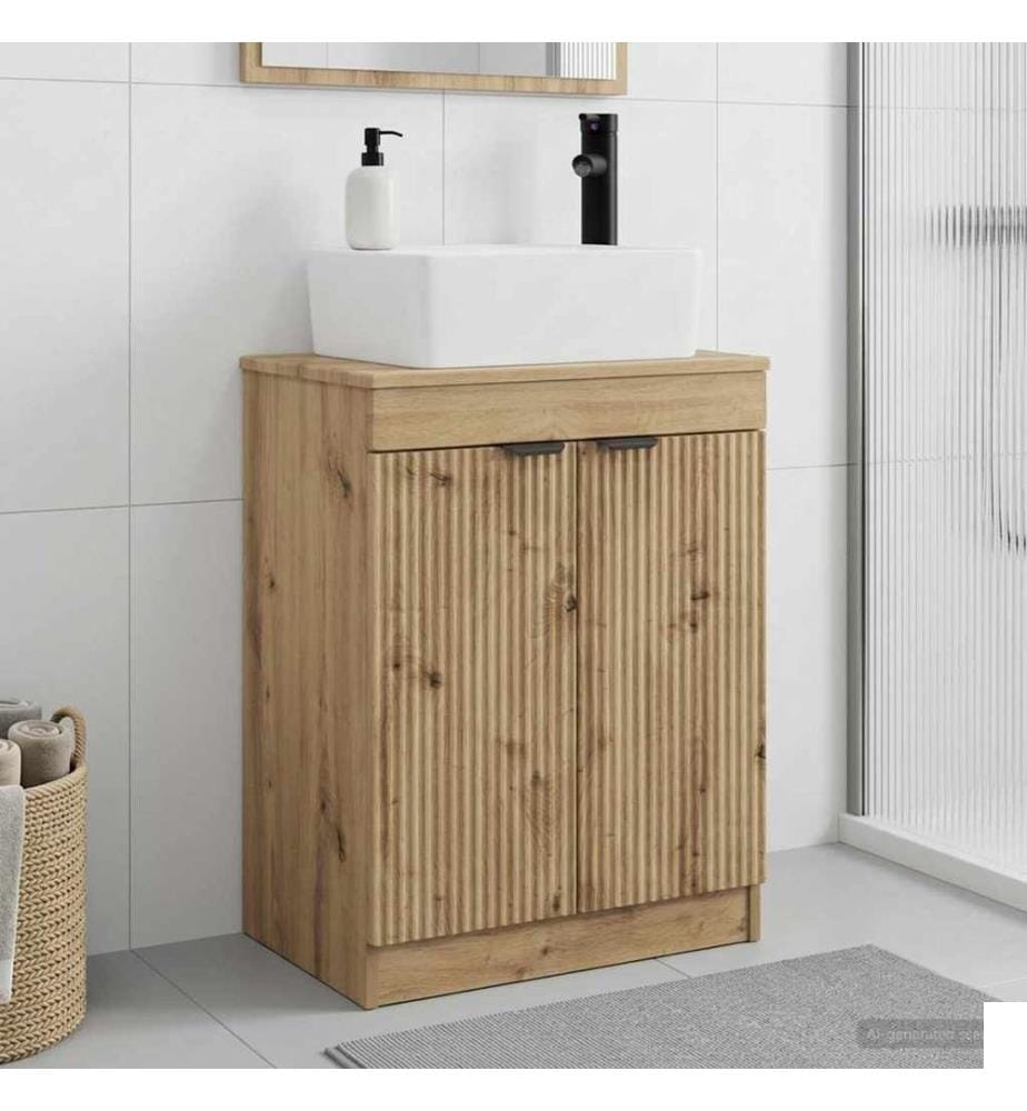 Meuble de salle de bain avec évier Chêne artisanal