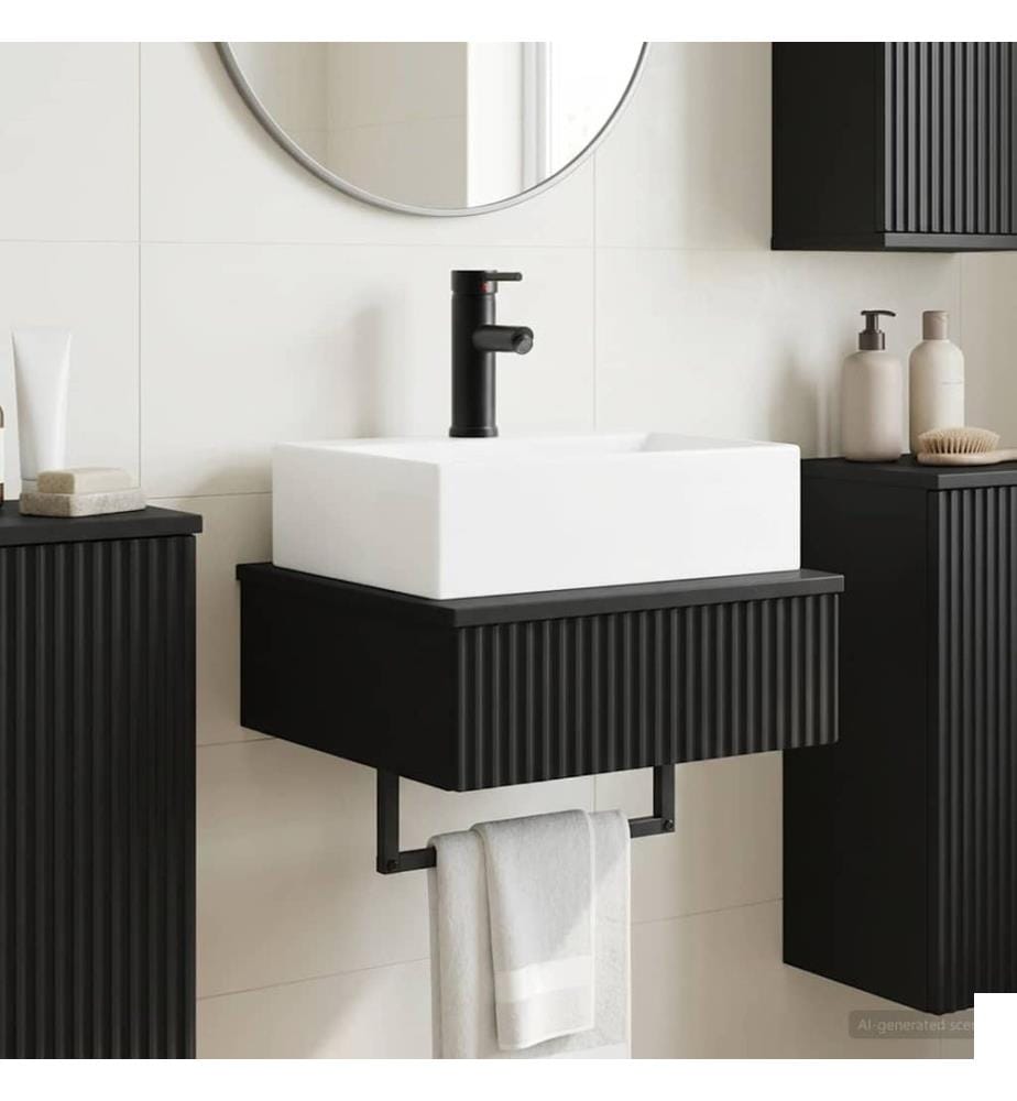 Basin de lavage mural Noir 40 x 41 x 39 cm Bois d'ingénierie