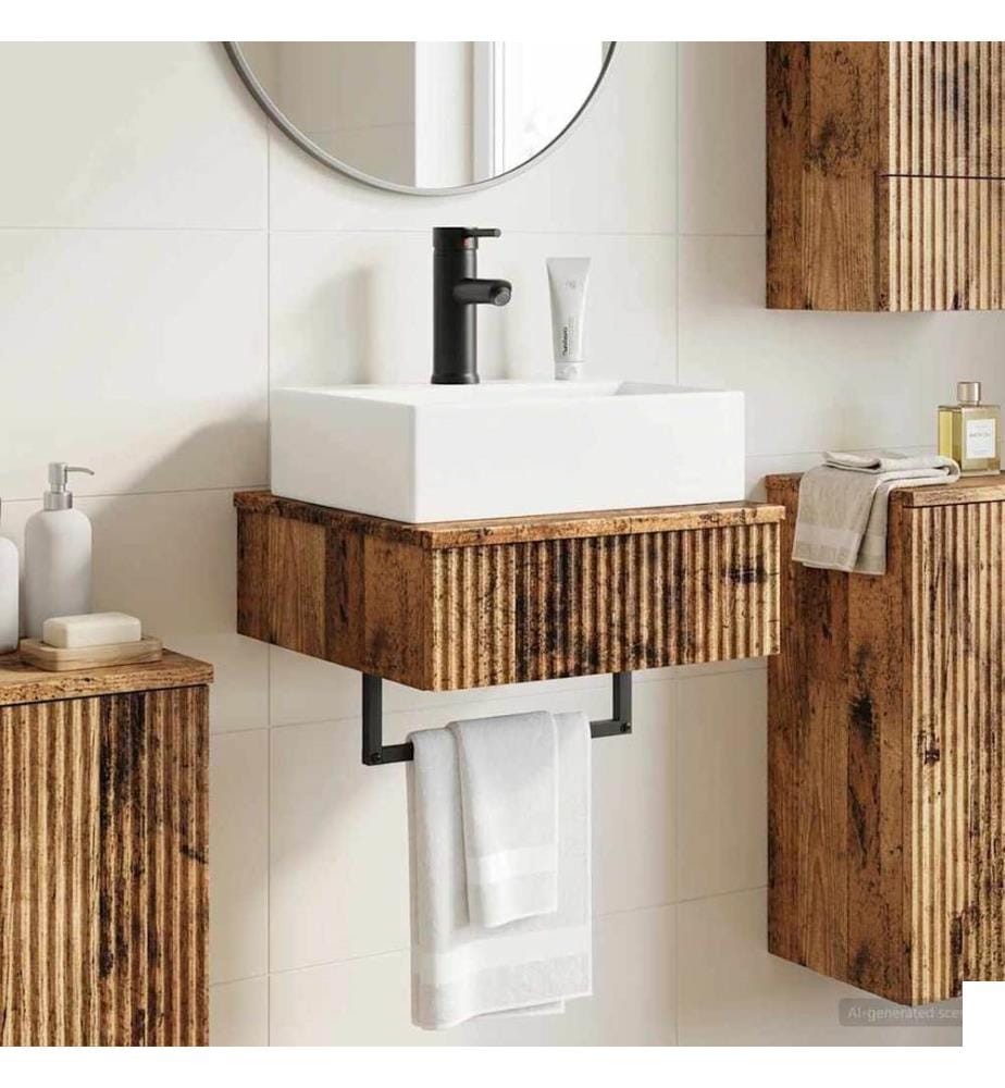 Basin de lavage mural Bois ancien 40 x 41 x 39 cm