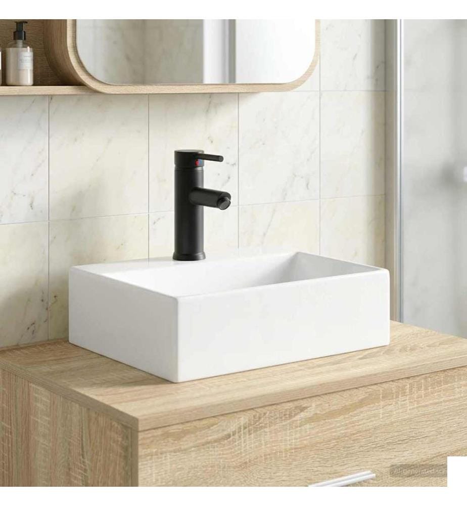Lavabo de salle de bains Noir Mat 39 x 30,5 x 12,5 cm métal