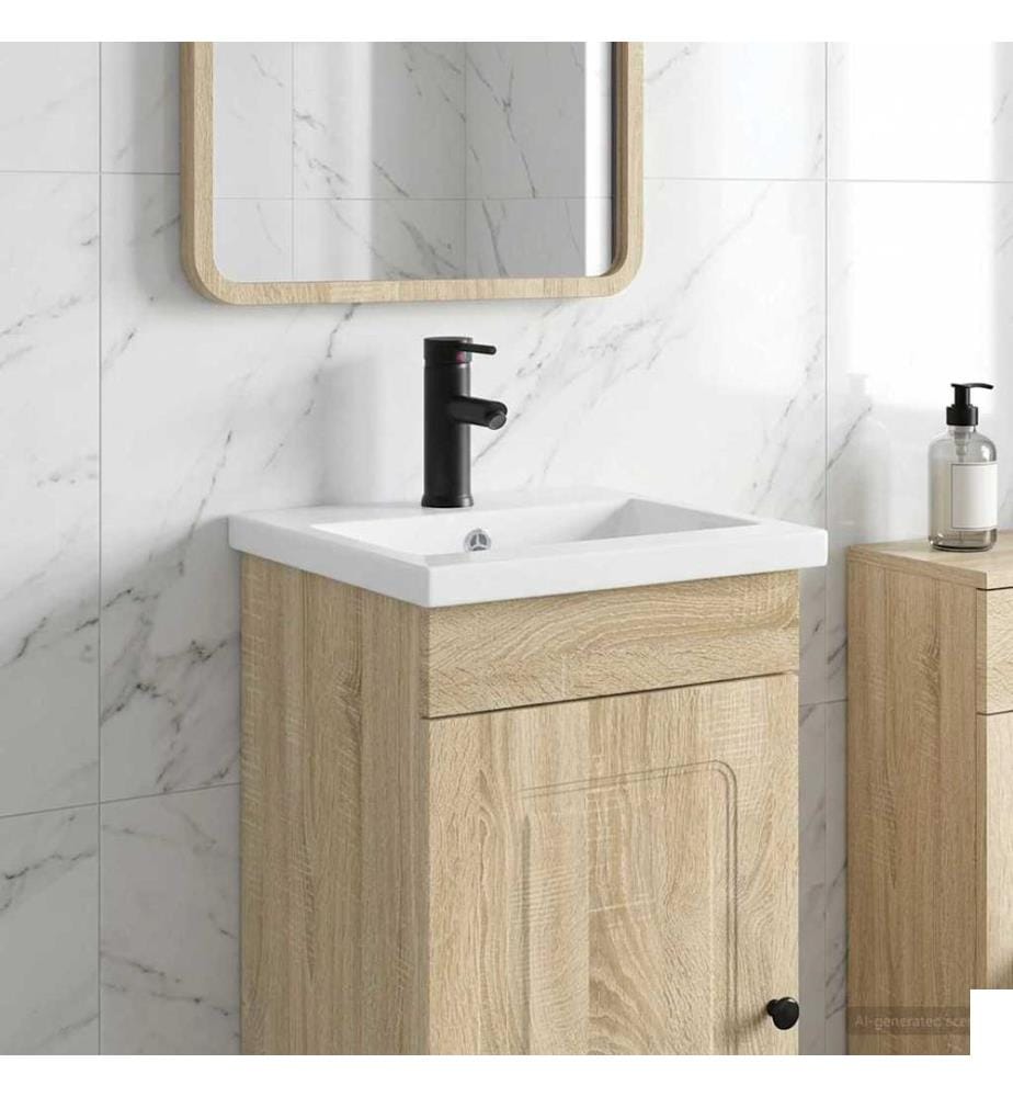 Lavabo de salle de bains Noir Mat 42 x 40 x 16,5 cm métal