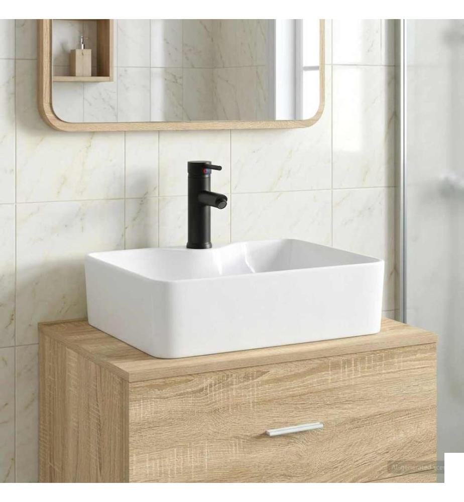 Lavabo de salle de bains Noir Mat 48,5 x 37,5 x 13 cm métal