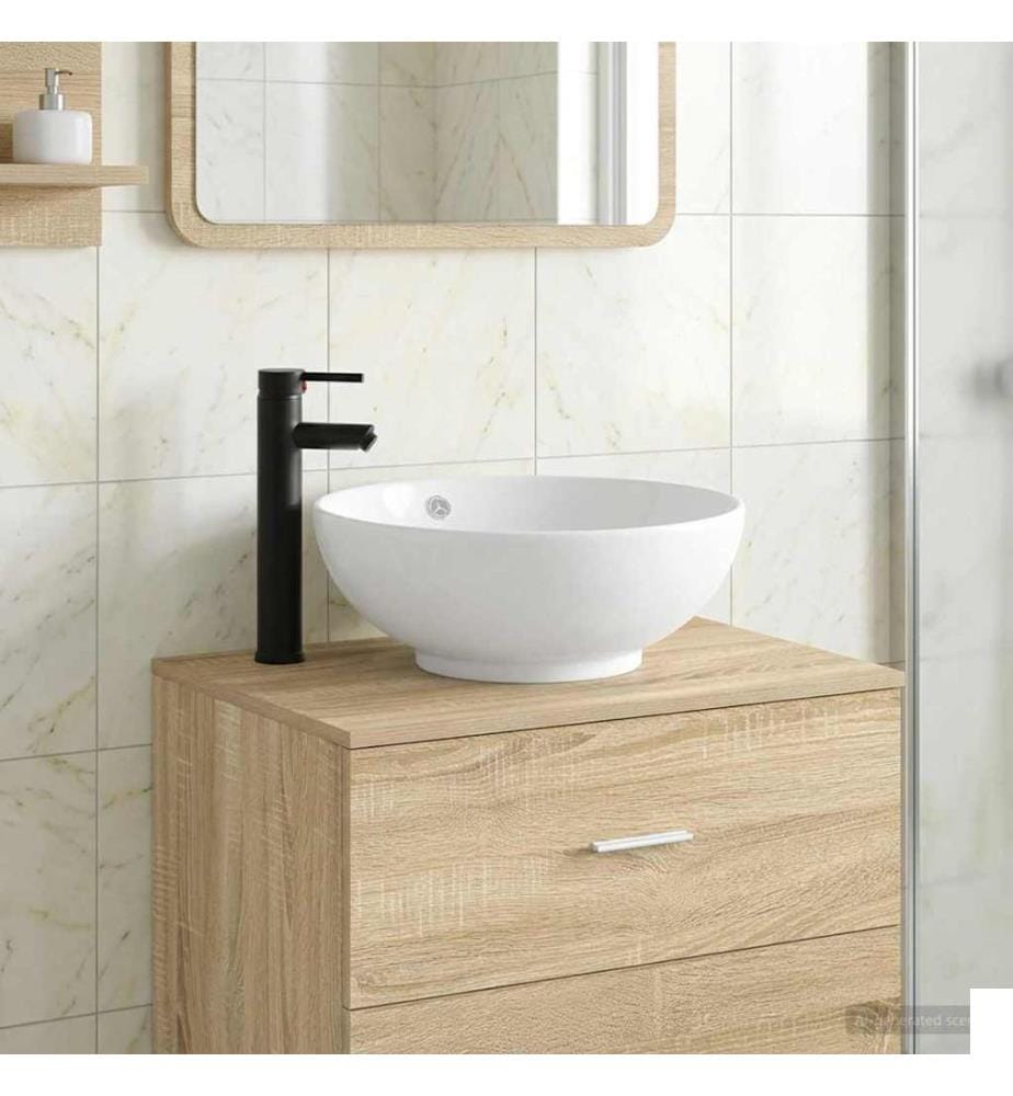 Lavabo de salle de bains Noir Mat 44 x 44 x 16 cm métal