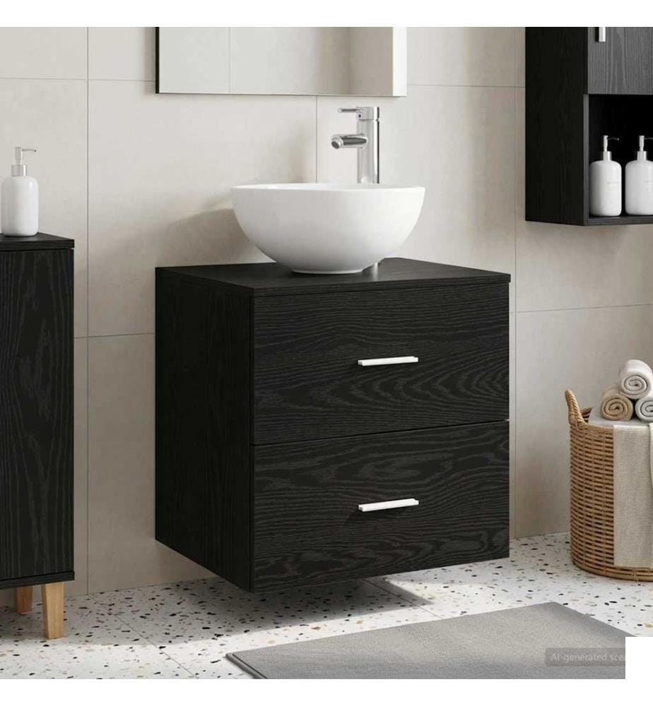 Meuble lavabo mural Chêne noir 49,5 x 35 x 63 cm