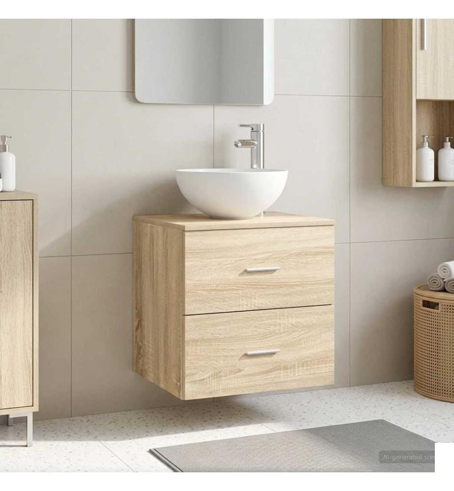 Meuble lavabo mural Chêne Sonoma 49,5 x 35 x 63 cm
