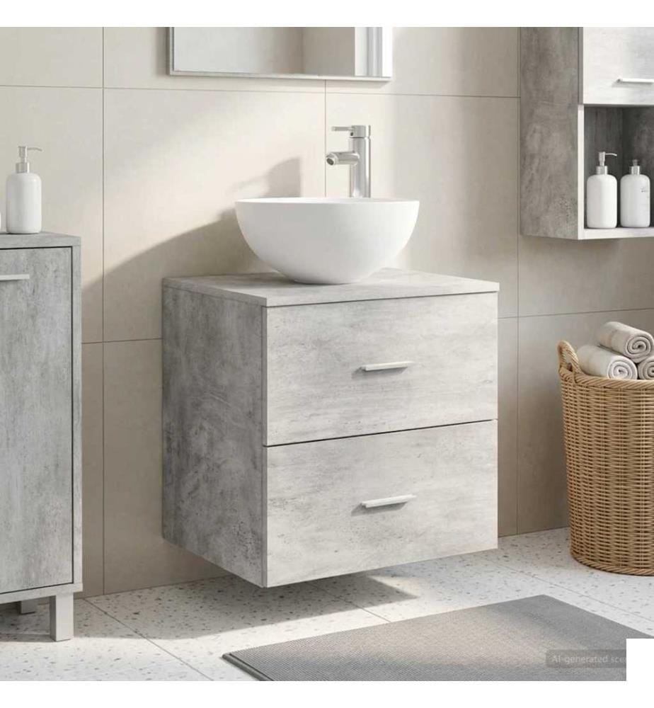 Meuble lavabo mural Gris béton 49,5 x 35 x 63 cm