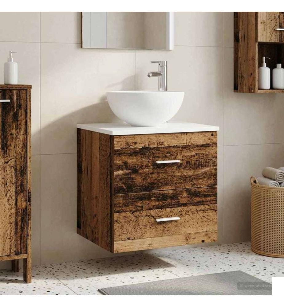 Meuble lavabo mural Bois ancien 49,5 x 35 x 63 cm