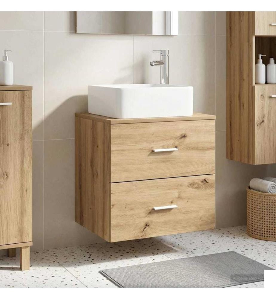 Vanité de lavabo mural Chêne artisanal 49,5 x 41 x 63 cm