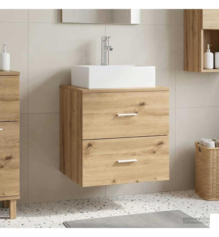 Vanité de lavabo mural Chêne artisanal 49,5 x 41 x 62,5 cm