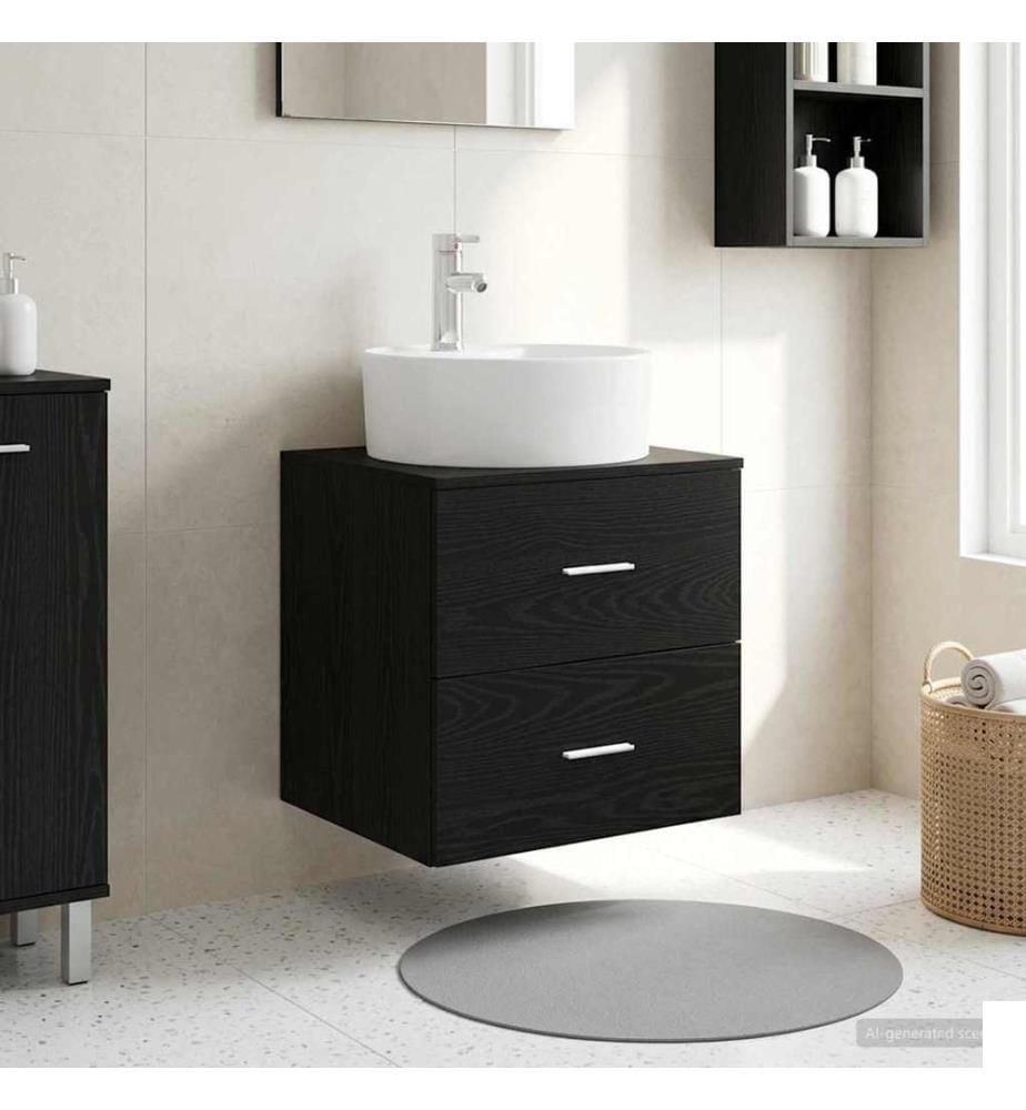 Vanité de lavabo mural Chêne noir 49,5 x 44,5 x 65 cm