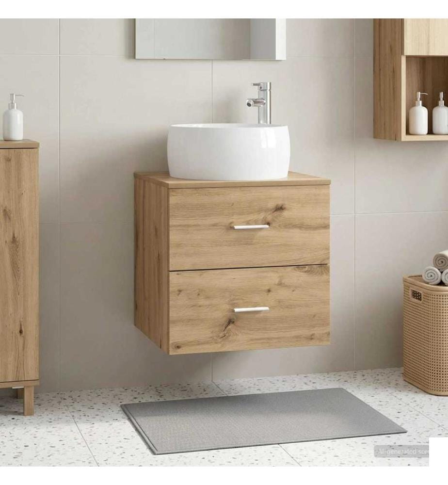 Vanité de lavabo mural Chêne artisanal 49,5 x 44,5 x 66 cm