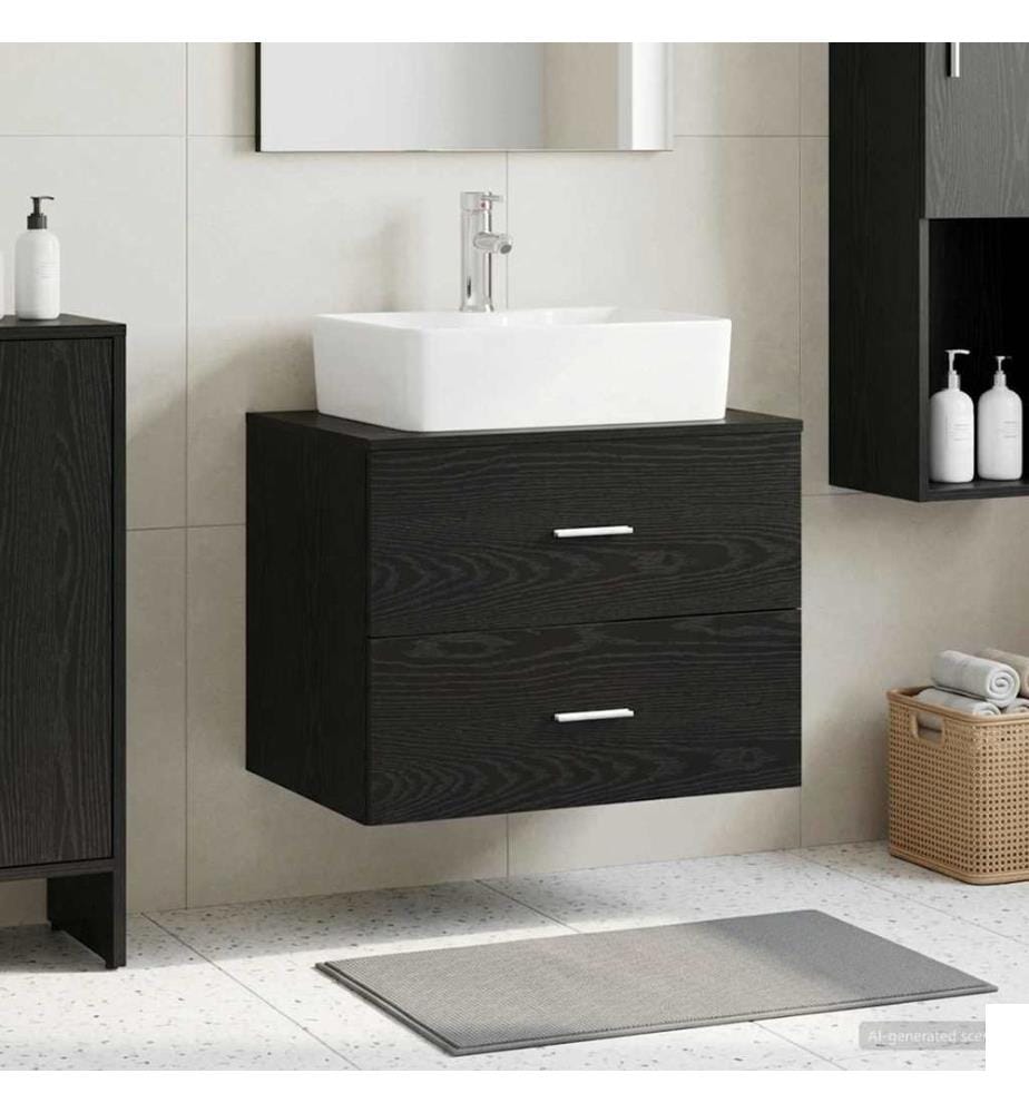 Meuble de Salle de Bain Suspendu Chêne noir 62,5 x 44,5 x 50 cm