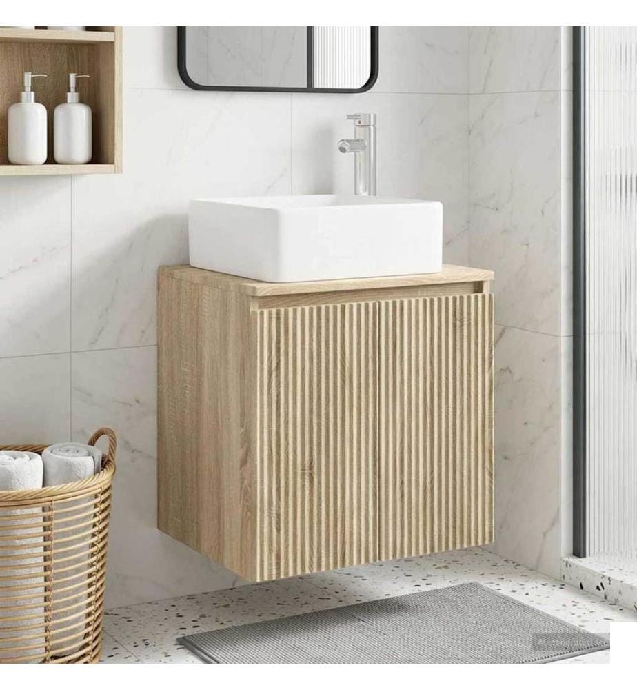 Vanité de lavabo mural Chêne Sonoma 53 x 35 x 63 cm