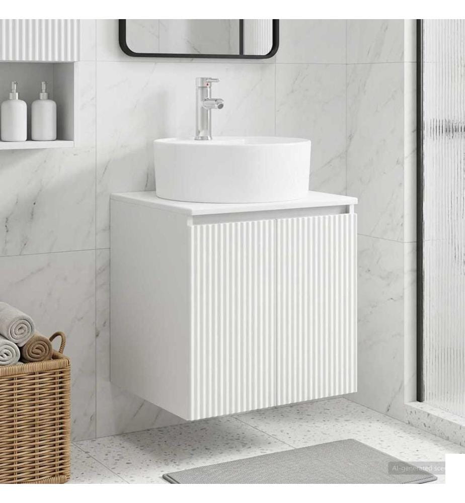 Vanité de lavabo mural Blanc 49,5 x 44,5 x 65 cm