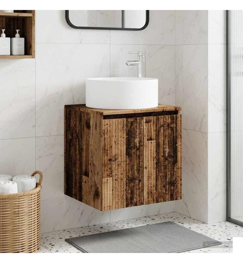 Meuble de lavabo mural Bois ancien 49,5 x 44,5 x 65,5 cm