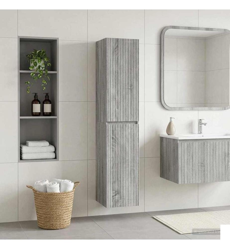 Cabinet de Salle de Bain Mural Sonoma gris 33 x 34,5 x 160 cm