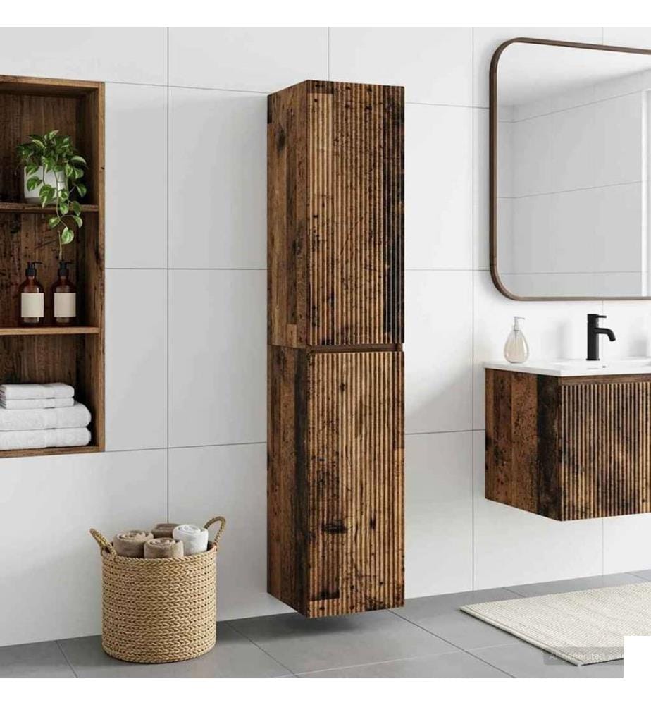 Cabinet de Salle de Bain Mural Bois ancien 33 x 34,5 x 160 cm