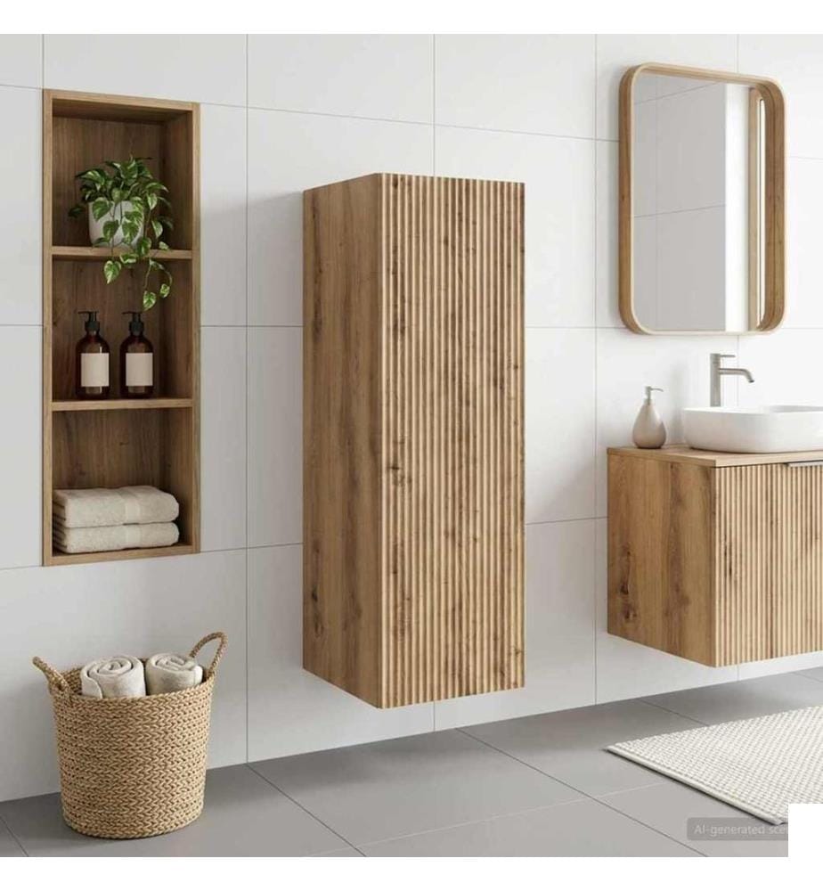 Cabinet de Salle de Bain Mural Chêne artisanal