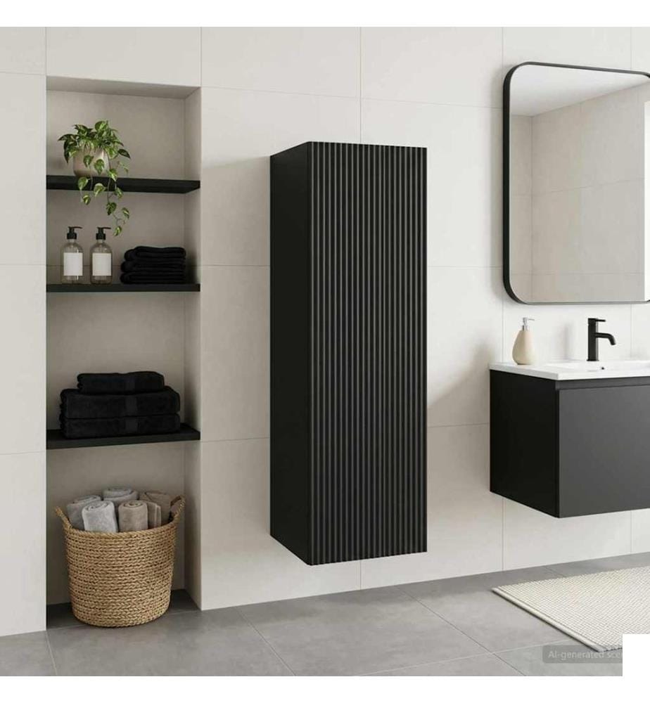 Cabinet de Salle de Bain Mural Noir 33 x 34,5 x 60 cm