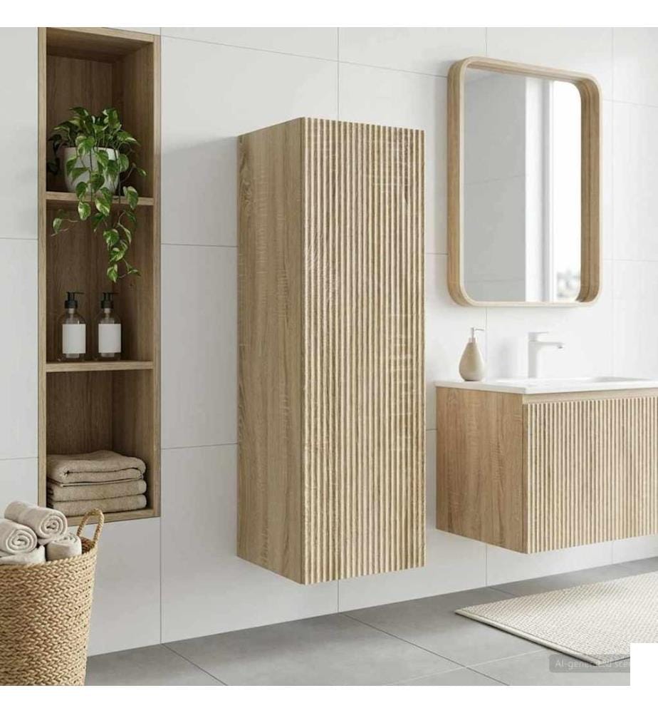 Cabinet de Salle de Bain Mural Chêne Sonoma 33 x 34,5 x 60 cm