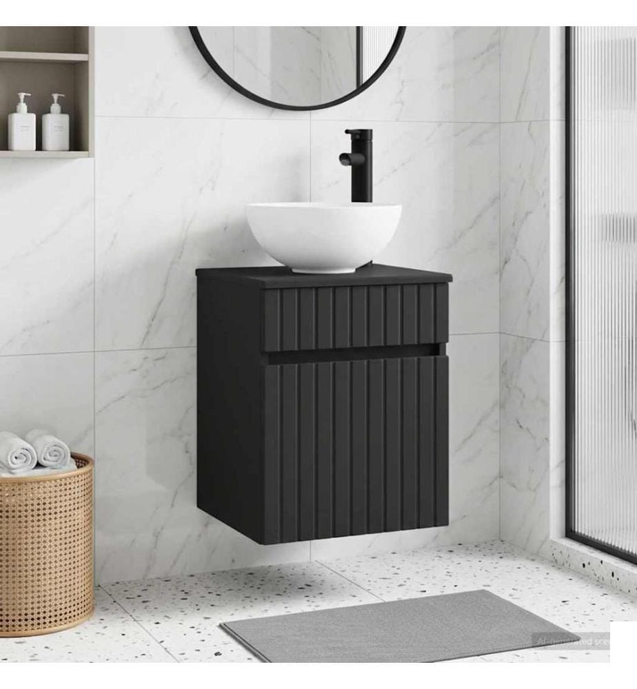 Meuble de lavabo mural Noir 39 x 35 x 63 cm Bois d'ingénierie