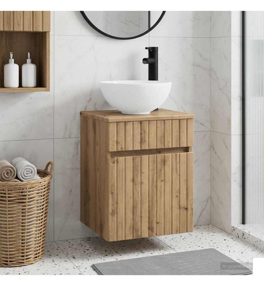 Meuble de lavabo mural Chêne artisanal 39 x 35 x 63 cm