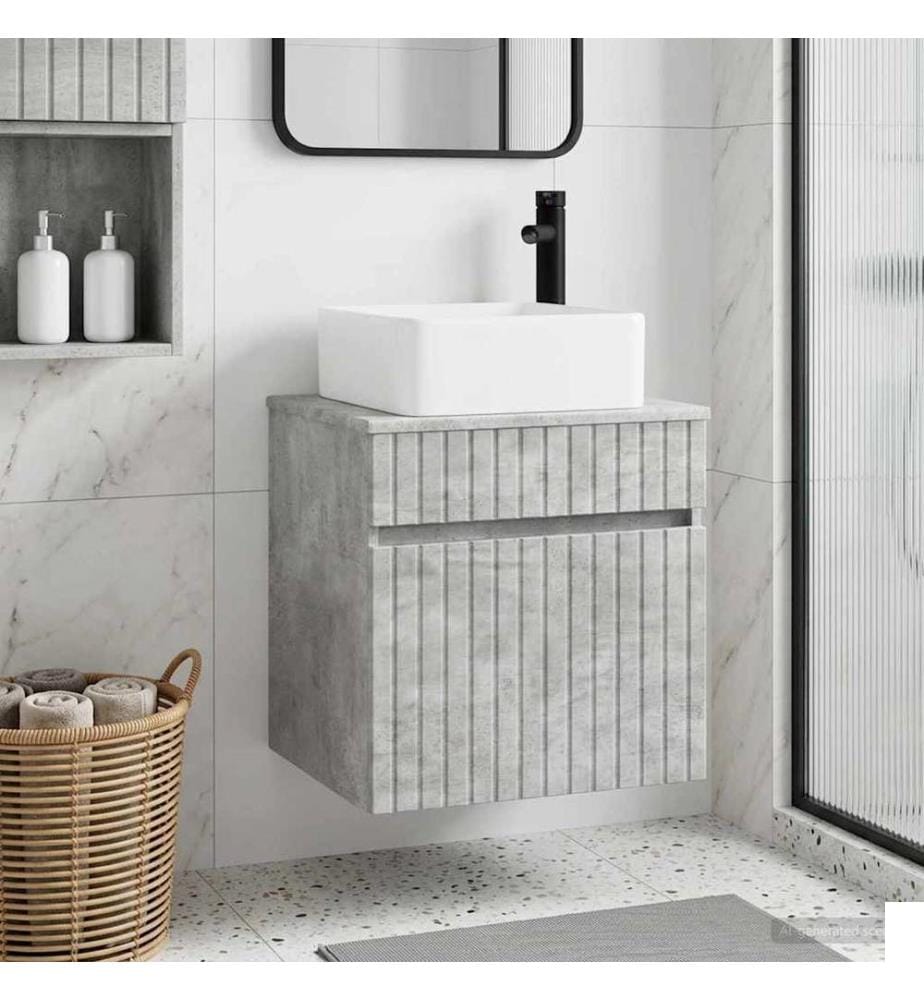 Meuble de lavabo mural Gris béton 49 x 41 x 63 cm