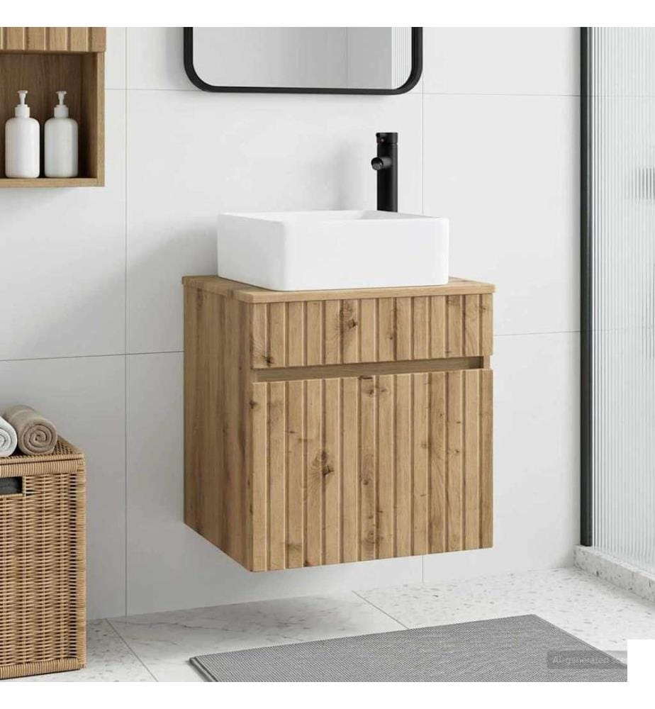Meuble de lavabo mural Chêne artisanal 49 x 41 x 63 cm