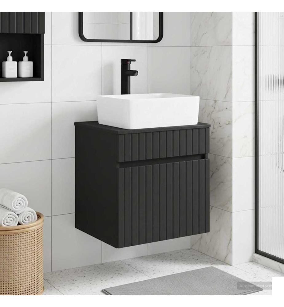 Meuble de lavabo mural Noir 49 x 41 x 63 cm Bois d'ingénierie