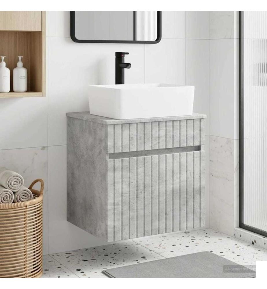 Meuble de lavabo mural Gris béton 49 x 41 x 63 cm