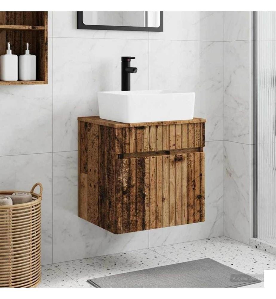 Meuble de lavabo mural Bois ancien 49 x 41 x 63 cm
