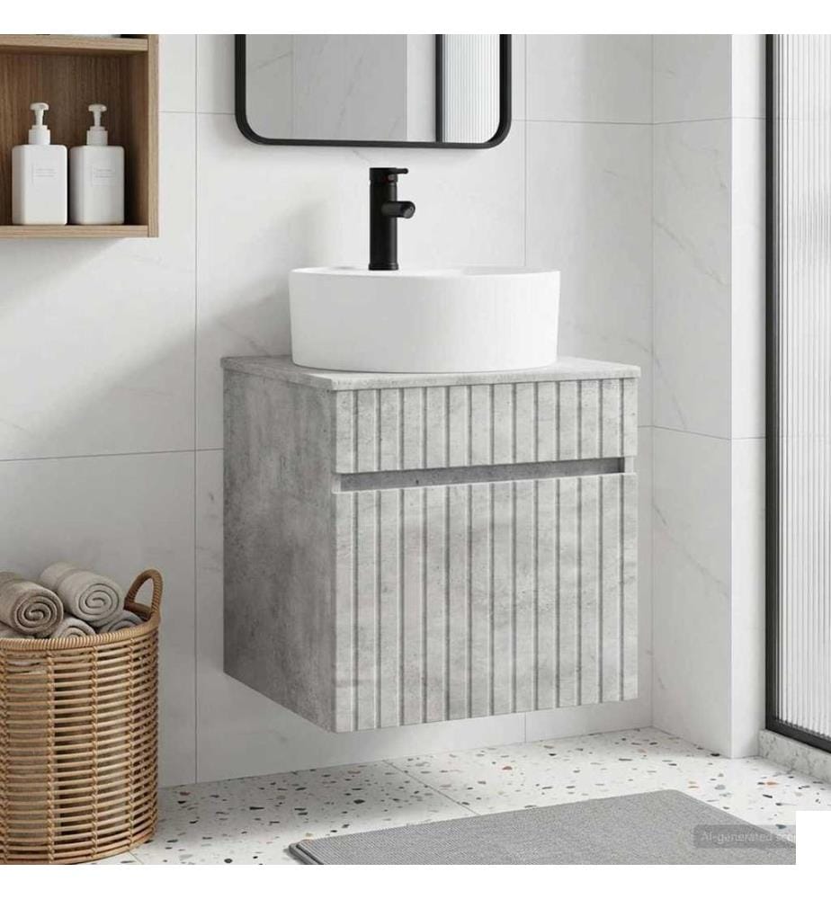 Meuble de lavabo mural Gris béton 49 x 44,5 x 65 cm