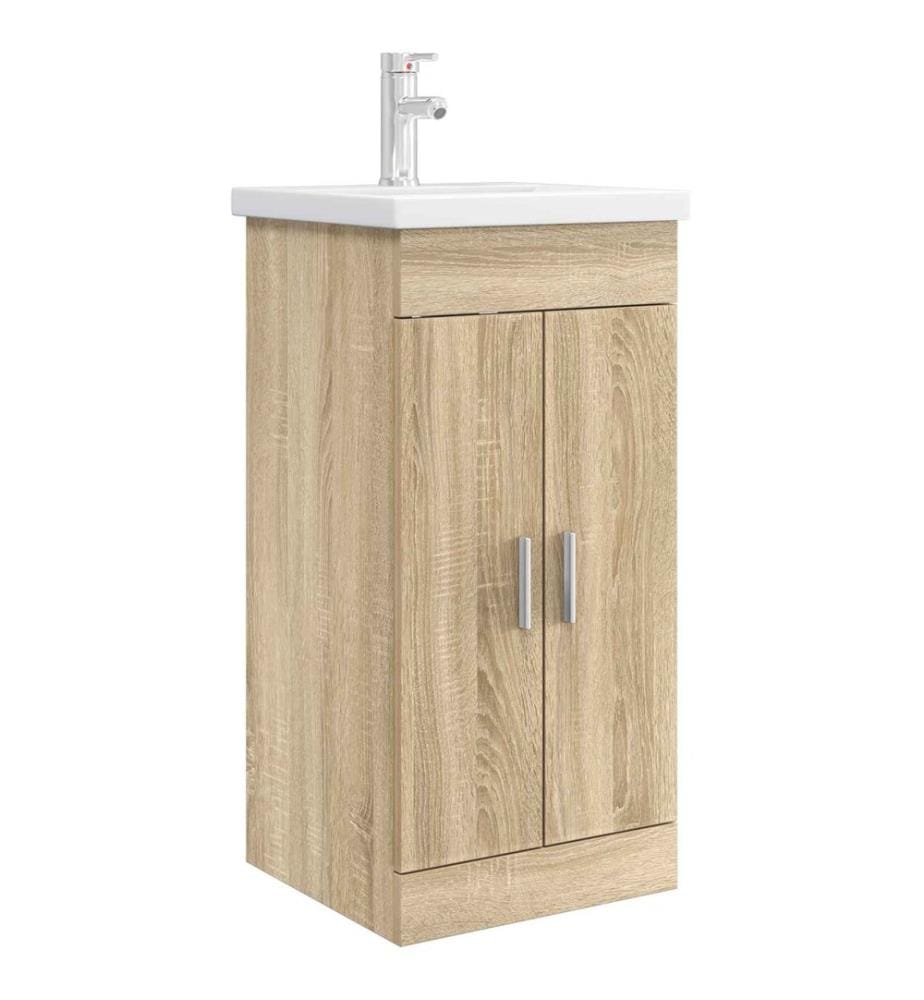 Meuble de salle de bain avec évier Chêne Sonoma