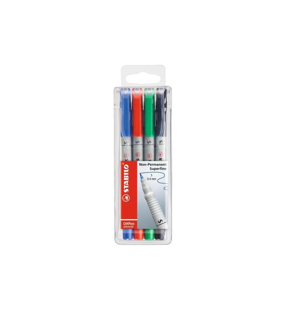 STABILO - Stylo à feuilles Stylo à bille universel S 4 pièces Multicolore