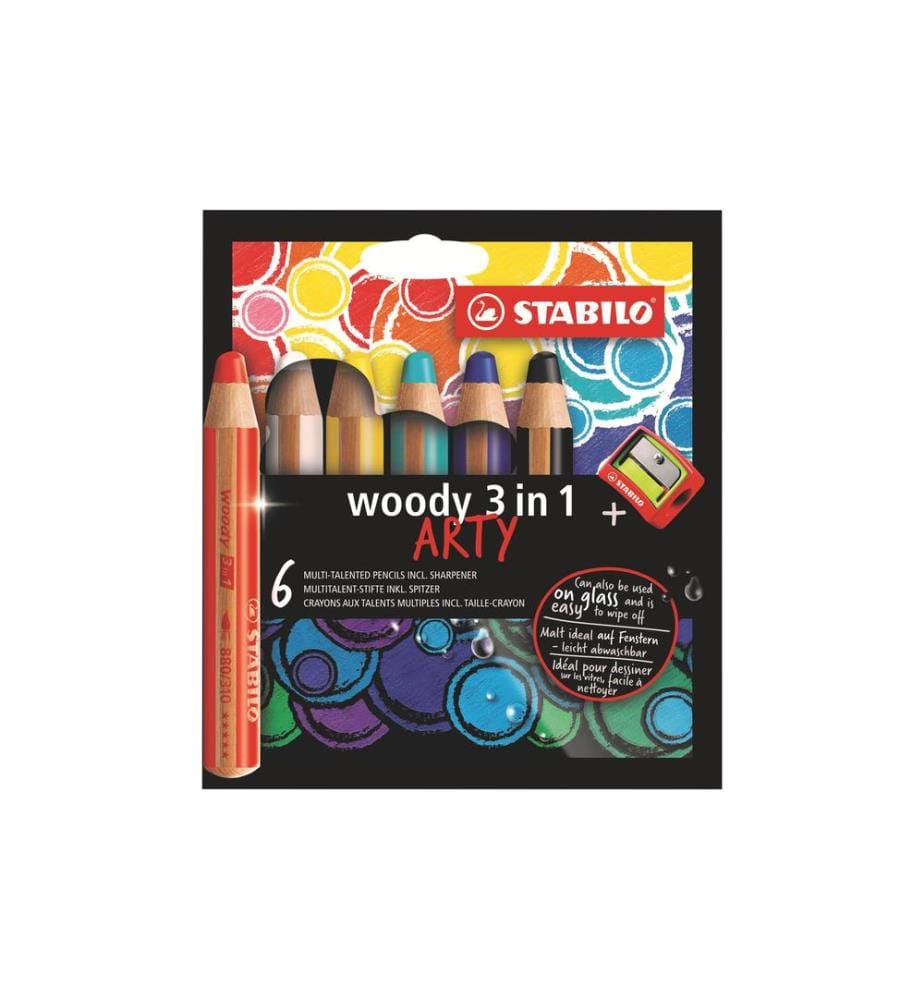 STABILO - Crayons de couleur Woody Arty 3in1 6 pièces