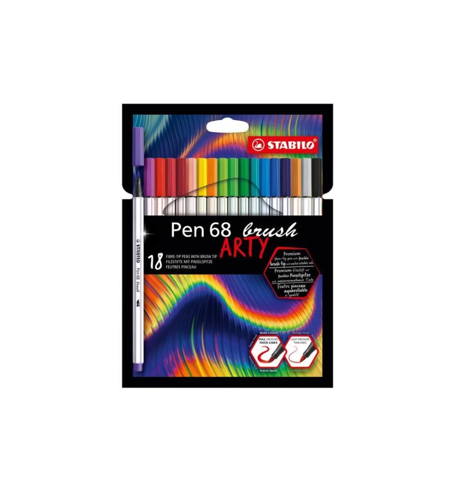 STABILO - Brushpen Pen 68 Arty 18 pièces