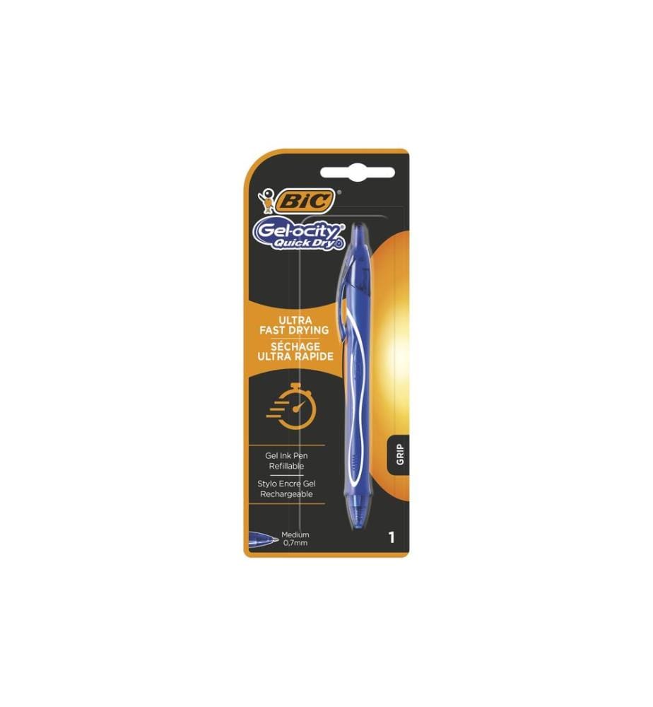BIC - Stylo à encre gel Gel-ocity Quick Dry 0.7 mm, Bleu