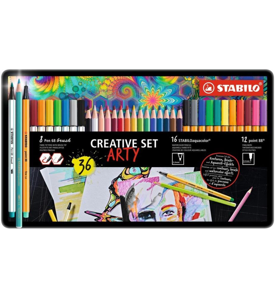 STABILO - Aquacolor ARTY Étui métallique de 36