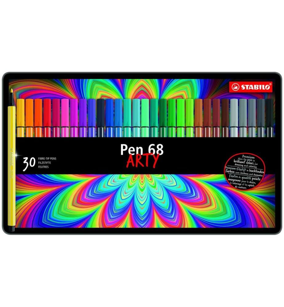 STABILO - Feutres de coloriage Pen 68 Boîte de 30 pièces en métal