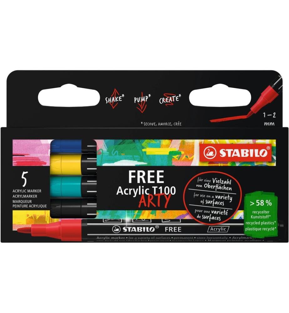 STABILO - Marqueur acrylique Free Acrylic T100 Royal 5-étui