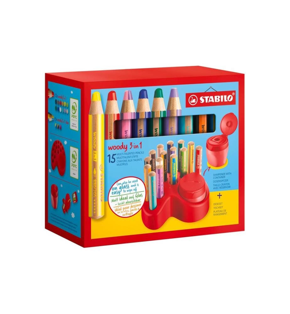 STABILO - Crayons de couleur woody 3 en 1 15 pièces