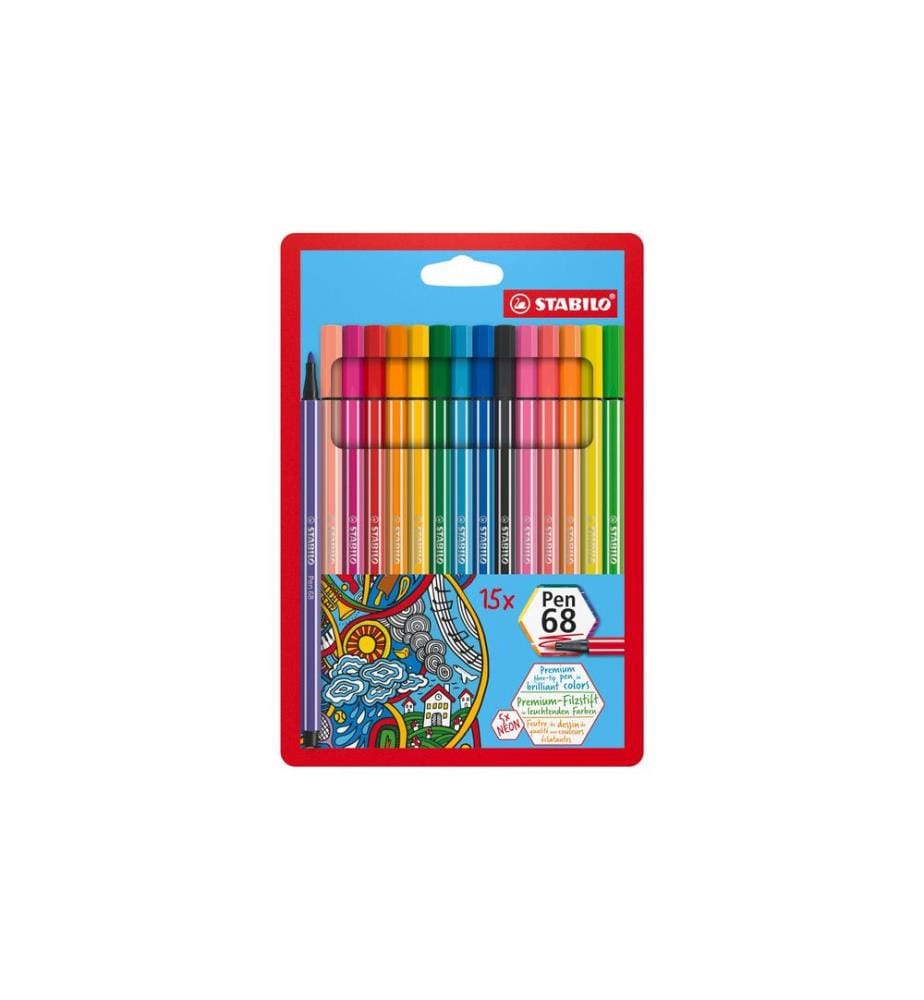 STABILO - Feutres de coloriage Pen 68 15 pièces