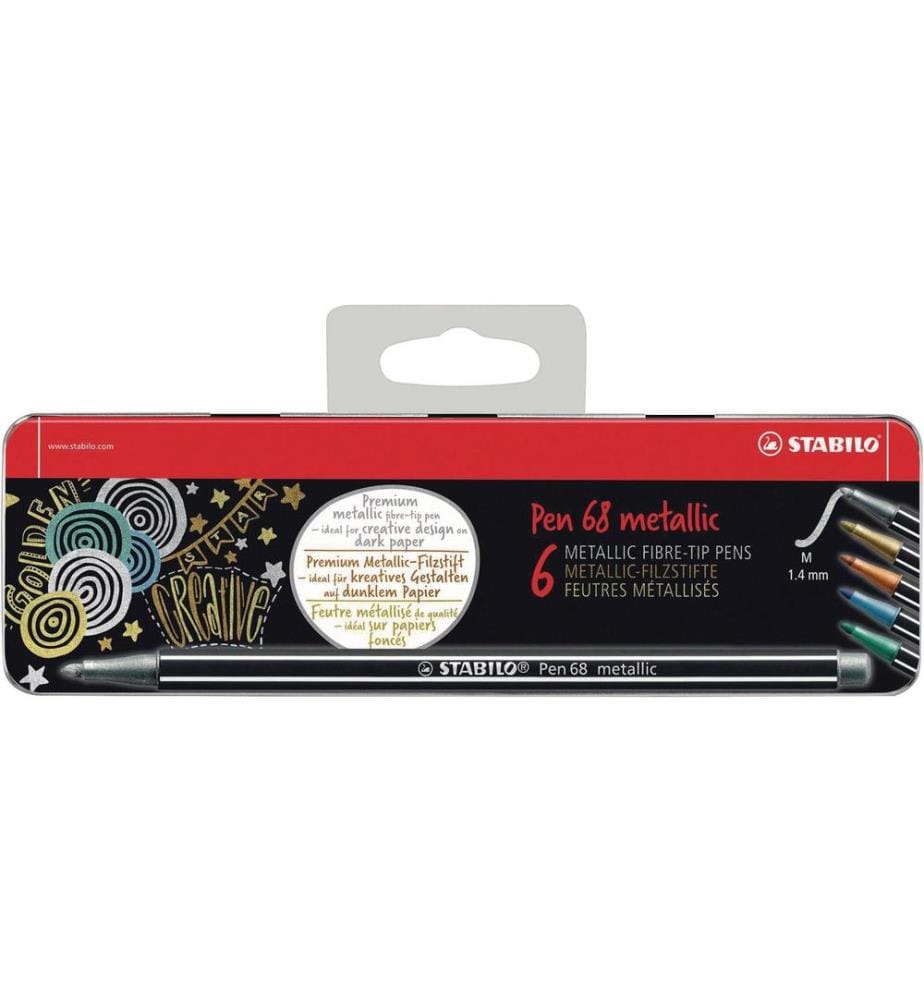 STABILO - Crayon feutre Pen 68 Metallic 6 pièces