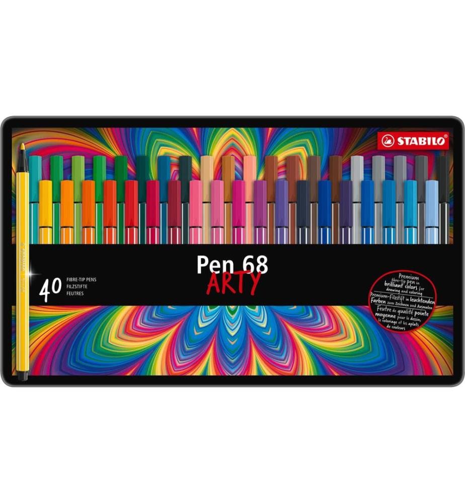 STABILO Feutres Pen 68 Boîte métallique de 40